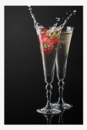 Two Glasses Of Sparkling Wine With Splash Poster • - Champagne #963124