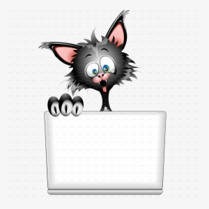 A Cat Cartoon With Computer Png 5000 - Crazy Cat Vectors #965383
