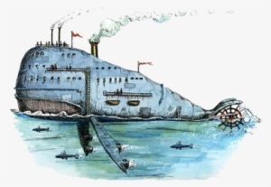 Steampunk Paper Whale Drawing Illustration - Steampunk Whale #966762