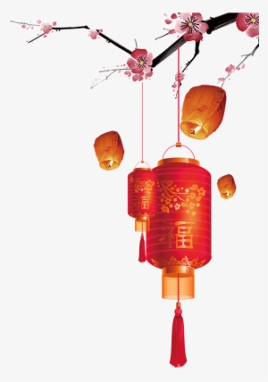Lantern Transparent Picture Hanging On Plum Tree - Chinese New Year #969085
