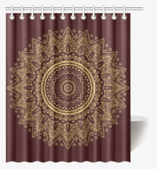 Mandala In Gold And Royal Red Shower Curtain - Bathroom #9602762
