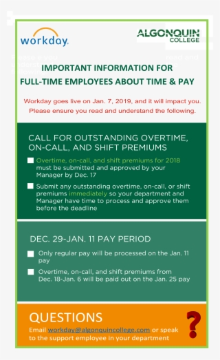 Important Information For Full-time Employees - Algonquin College #9606491