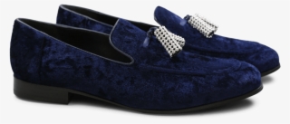 Loafers Claire 10 Velvet Navy Tassel Stones - Slip-on Shoe #9606875