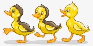 Ducklings In The Pond - Cartoon Ducks Png #9607095