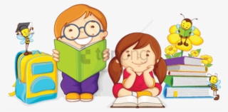 Free Png Children Reading Png Png Image With Transparent - Cartoon Kids Learning #9611778