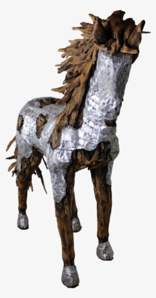 Kuda Jala Walking Horse Statue Natural Silver Unikat - Bronze Sculpture #9612906