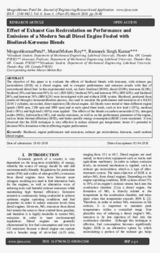Effect Of Exhaust Gas Recirculation On Performance - Document #9616999
