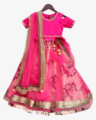 Pink Peplum Choli With Printed Lehenga - Velvet #9619442