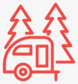 Red Camper And Tree Icon - Icon #9619606