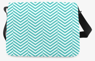 Turquoise And White Classic Chevron Pattern Messenger - Shoulder Bag #9619703