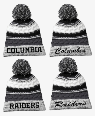 Columbia Raiders Pom Pom Beanie - Red And Black Knit Hats #9622817