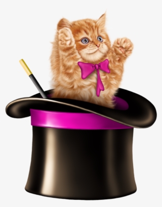 Kitten Cartoon, Kitten Images, Tube, Clip Art, Card - Cat In Magic Hat #9625581