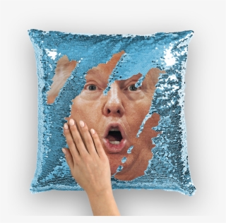 Shocked Trump Sequin Cushion Cover - Sequin Pillow With Face #9640928