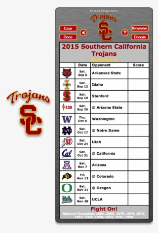 Free 2015 Usc Trojans Football Schedule Widget For - Usc Football Schedule 2018 #9642303