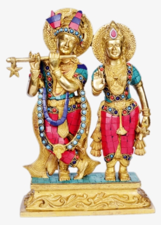 Radhakrishna Turquoise Stone 12"inches - Statue #9642501