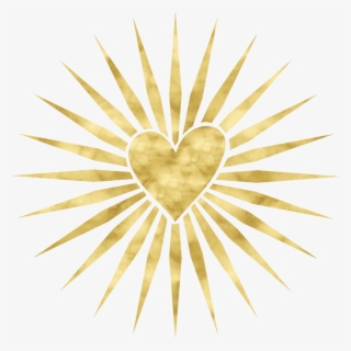 Heart-rays - Golden Flower Sun Clipart #9646422