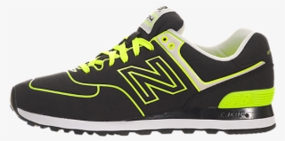 Newest New Balance 574 Trainers Black / Green - Shoe #9648608