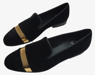 Black Velvet And Gold Toe Cap Divider - Slip-on Shoe #9648714