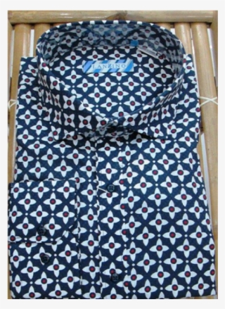 Lanzino -blue Ninja Star Print Linen Shirt - Vestido Longo De Bolinha #9653023