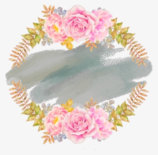 #ftestickers #watercolor #wreath #floral #pink - Marco De Flores Acuarela Png #9655774