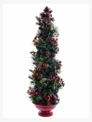 36" Iced Berry/pine Cone Topiary Tree In Paper Mache - Christmas Tree #9657630