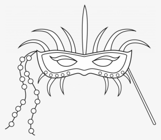 Sampler Happy Mardi Gras Coloring Pages 15 Beads Clipart - Black White Mask Clipart #9658085