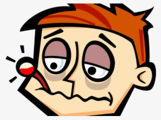 Feelings Clipart Cartoon Face - Sickness With Thermometer #9663249