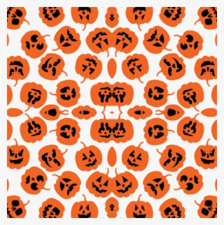 Cute And Funny Halloween Pumpkin Pattern On White Fabric #9664197