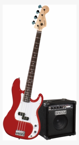 Fender Squier Affinity P Bass® W/ Rumble™ 15 Amp, Metallic - Fender Squire P Bass #9670313