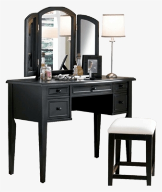 Black Dressing Table With Mirror And Front Stora - Black Vanities For Bedrooms #9671024
