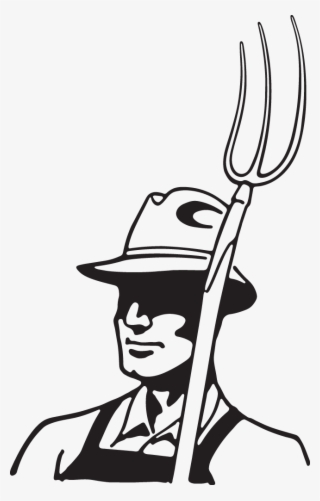 Farmer With Hat And Pitchfork - Cartoon #9676412