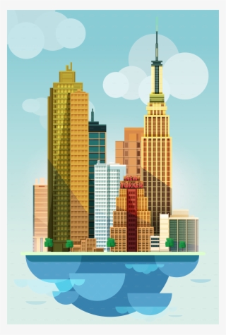 City Illustration New York Flat Design - Flat Design City Illustrator #9678519