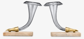 Pair Of Glass Cornucopia Vases - Wood #9683862