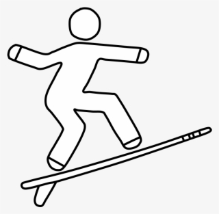 Surfer, Surf Board, Black And White, Png - Skier Turns #9684187