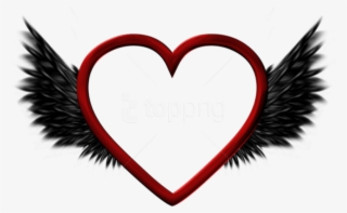 Free Png Red Transparent Heart With Black Wings Png - Portable Network Graphics #9688225