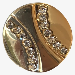 Golden Disc With Rhinestone Curves Diy - Ring #9690119