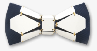 Geometry Bee In Gold Line Blue White Bow Tie - Belt #9690800