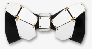 Geometry Butterfly In Gold Line Black White Bow Tie - Handbag #9691081