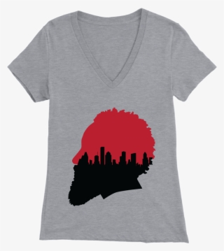 Harden Silhouette With Houston Skyline Women's V- - T-shirt #9691768