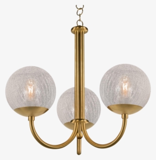 Oxford Brushed Brass 3 Arm Cracked Glass Globes Pendant - Chandelier #9691922