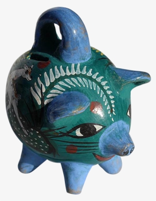 Vintage Mexican Tonala Pottery Piggy Bank - Boar #9694891