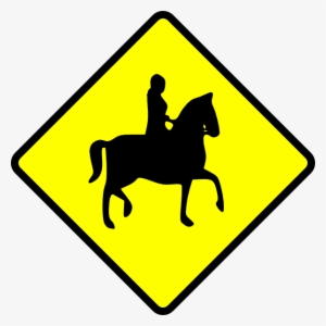 Free Vector Caution Horse Ridder Crossing Clip Art - Caution Horse Sign #971059