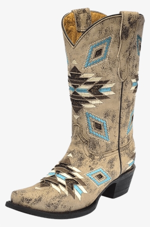 Kid's Corral Aztec Pattern Boot - Distressed Brown #971255
