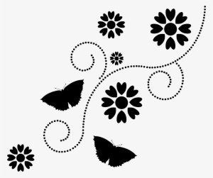 Floral Butterflies Silhouette Icons Png - Butterfly Pattern Png Silhouette #971850