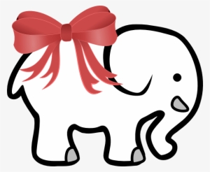 White Elephant With Red Bow Svg Clip Arts 600 X 493 #971884