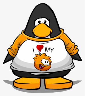 I Heart My Orange Puffle T-shirt Pc - Club Penguin Blue Tux #974636