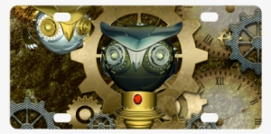 Steampunk, Cute Owl Classic License Plate - Steampunk, Awesome Dark Mechanical Owl Yard Sign #975868