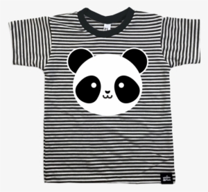 Kawaii Panda Striped T-shirt - Clothing #976477