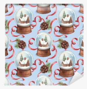 Watercolor Pattern With Illustration Of Snow Globe - Legami Biglietto Natale 11,5x17cm Boule Merry Christmas #978312
