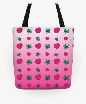 Weed And Hearts Pink Ombre Pattern Tote Bag #978389